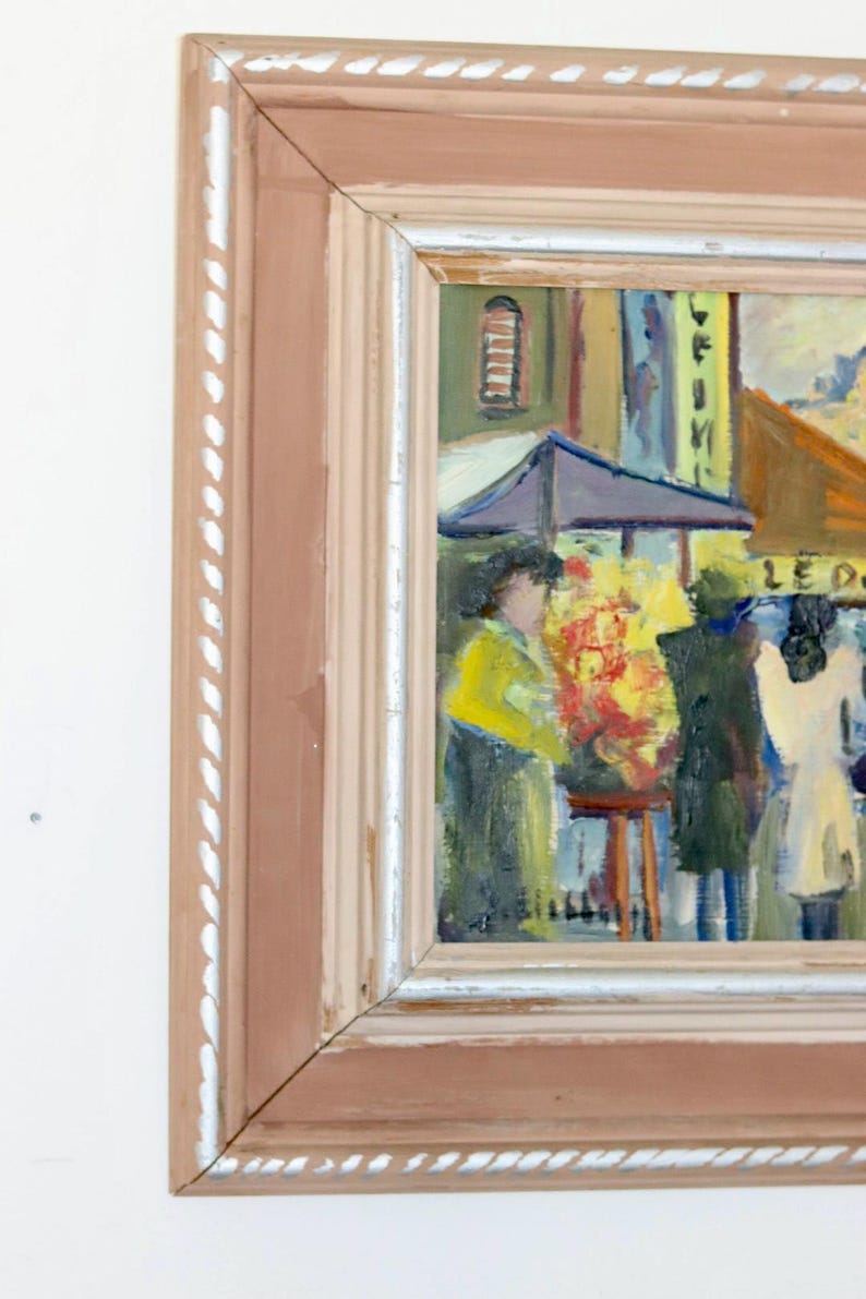 Original Swedish Oil on Panel "French Street Life" - Vintage & Framed