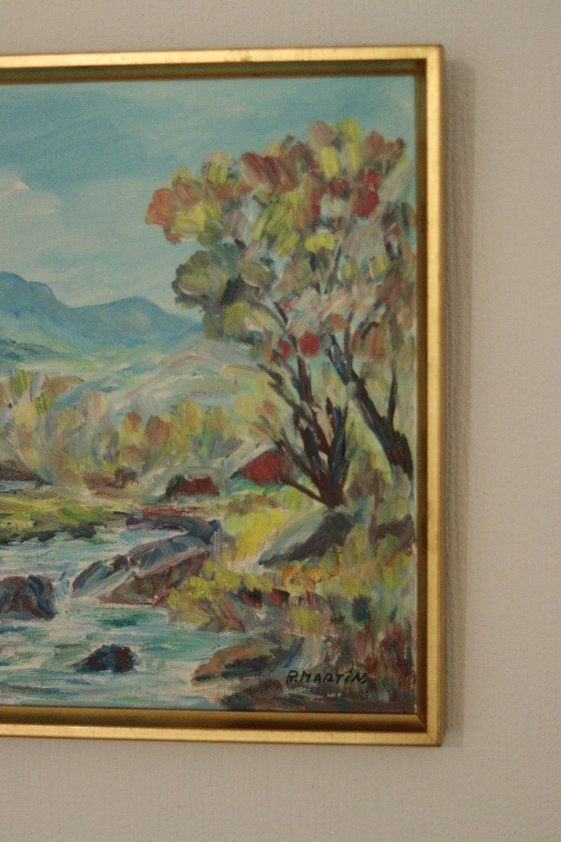 Original Swedish Oil on Canvas – “Vibrant Landscape” by R. Martin – Vintage & Framed 50 × 37 cm (19.7" × 14.6")