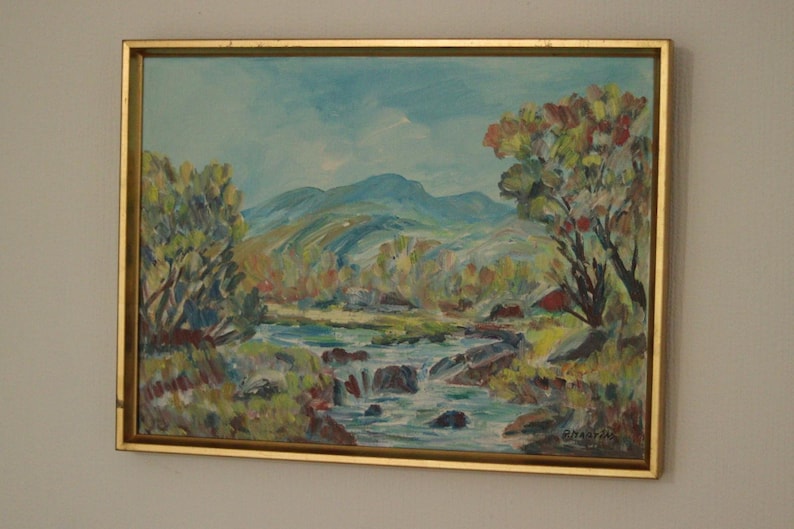Original Swedish Oil on Canvas – “Vibrant Landscape” by R. Martin – Vintage & Framed 50 × 37 cm (19.7" × 14.6")