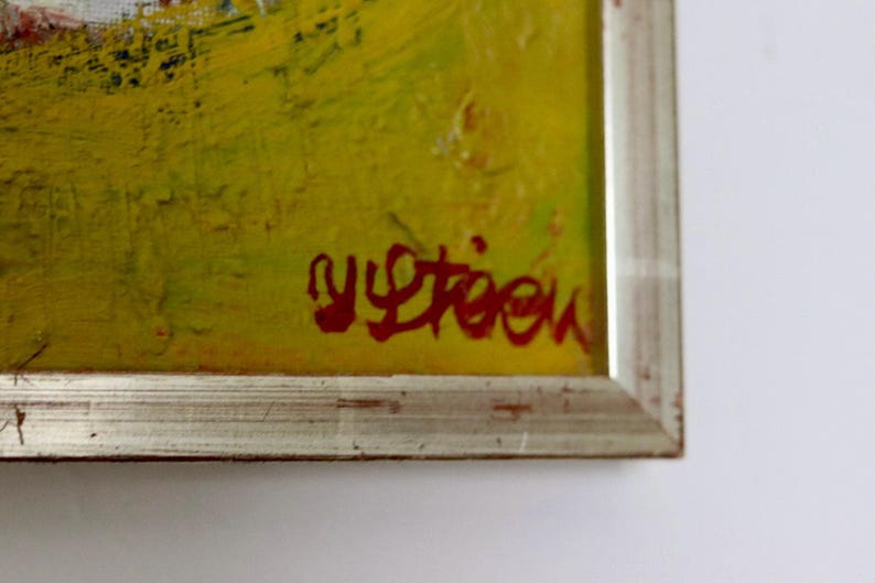 Mid-Century Original Swedish Oil on Canvas "Composition" by YNGVE STEEN - Vintage & Framed