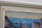 Scandinavian Mid-Century Oil On Canvas Painting" Coastal Landscape " by Selim Soldan --Vintage & Framed
