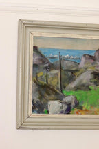 Scandinavian Mid-Century Oil On Canvas Painting" Coastal Landscape " by Selim Soldan --Vintage & Framed