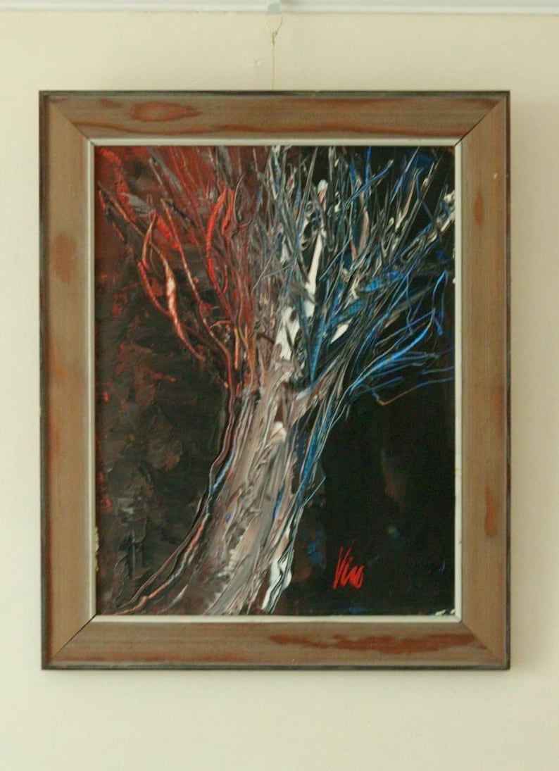 Mid-20th Century Original Oil on Panel – The Tree – Vintage & Framed, 42 x 34 cm / 16.5 x 13.4 in