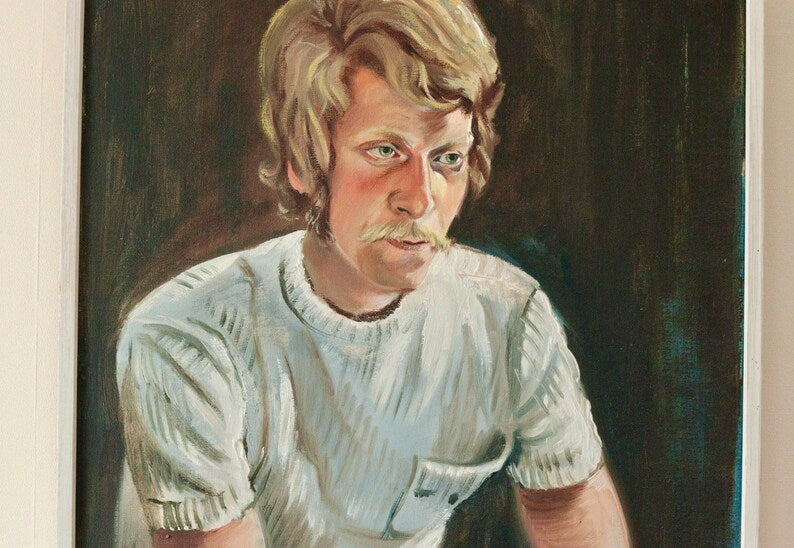 Mid-20th Century Original Oil on Canvas – Portrait of a Man – Vintage & Framed, 58 x 68 cm / 22.8 x 26.8 in