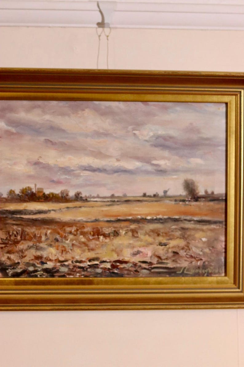 Mid-Century Original Swedish Oil on Canvas – Martian Landscape – JOEL LUNDEGÅRD– Vintage & Framed, 39 x 49 cm / 15.4 x 19.3 in