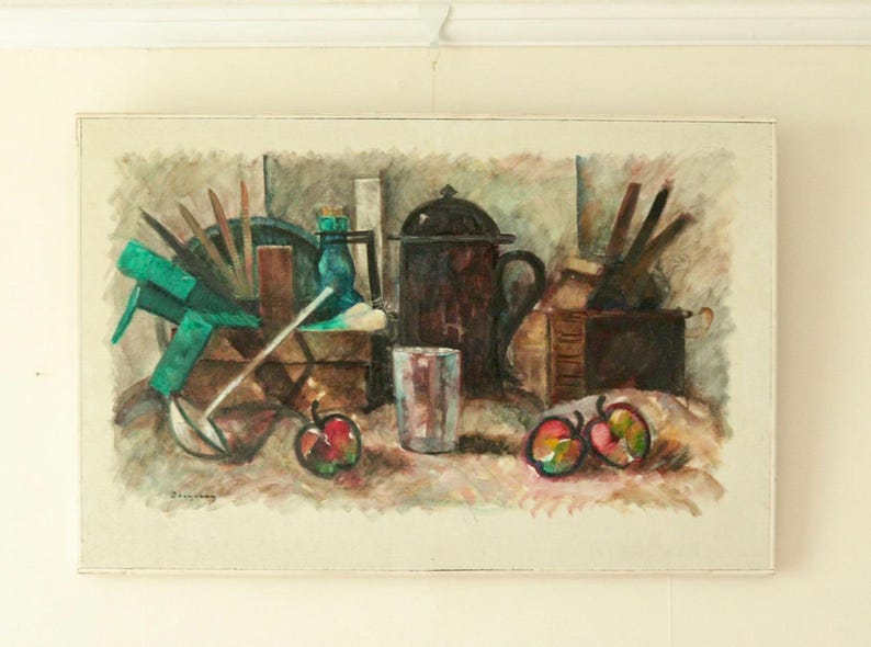 Mid-Century Original Swedish Oil on Panel "Still Life" – GUNNAR BORGENHAG – Vintage & Framed, 71 x 47 cm / 28 x 18.5 in