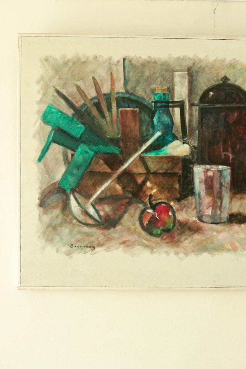 Mid-Century Original Swedish Oil on Panel "Still Life" – GUNNAR BORGENHAG – Vintage & Framed, 71 x 47 cm / 28 x 18.5 in