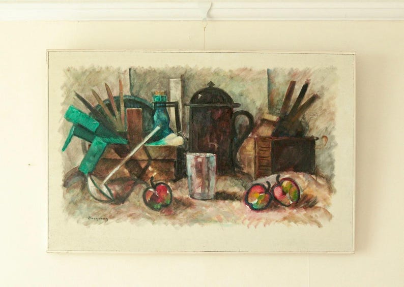 Mid-Century Original Swedish Oil on Panel "Still Life" – GUNNAR BORGENHAG – Vintage & Framed, 71 x 47 cm / 28 x 18.5 in