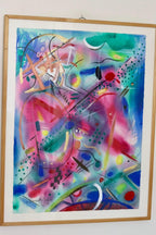 Mixed Media on Panel Painting "Joust" by MARINA LOMAKINA -- Framed