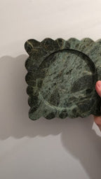 Serafina – Indian Green Square Scallop Marble Tray  | W20cm H 2cm