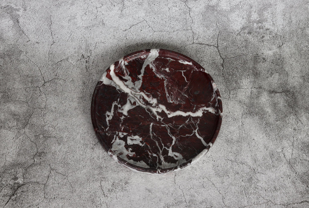 Gabriella – Red Round Marble Tray | W20cm H 2cm