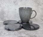 Gabriella – Black Round Natural Marble Coasters - set of 4
