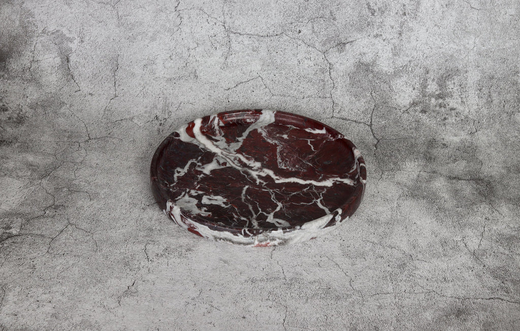 Gabriella – Red Round Marble Tray | W20cm H 2cm