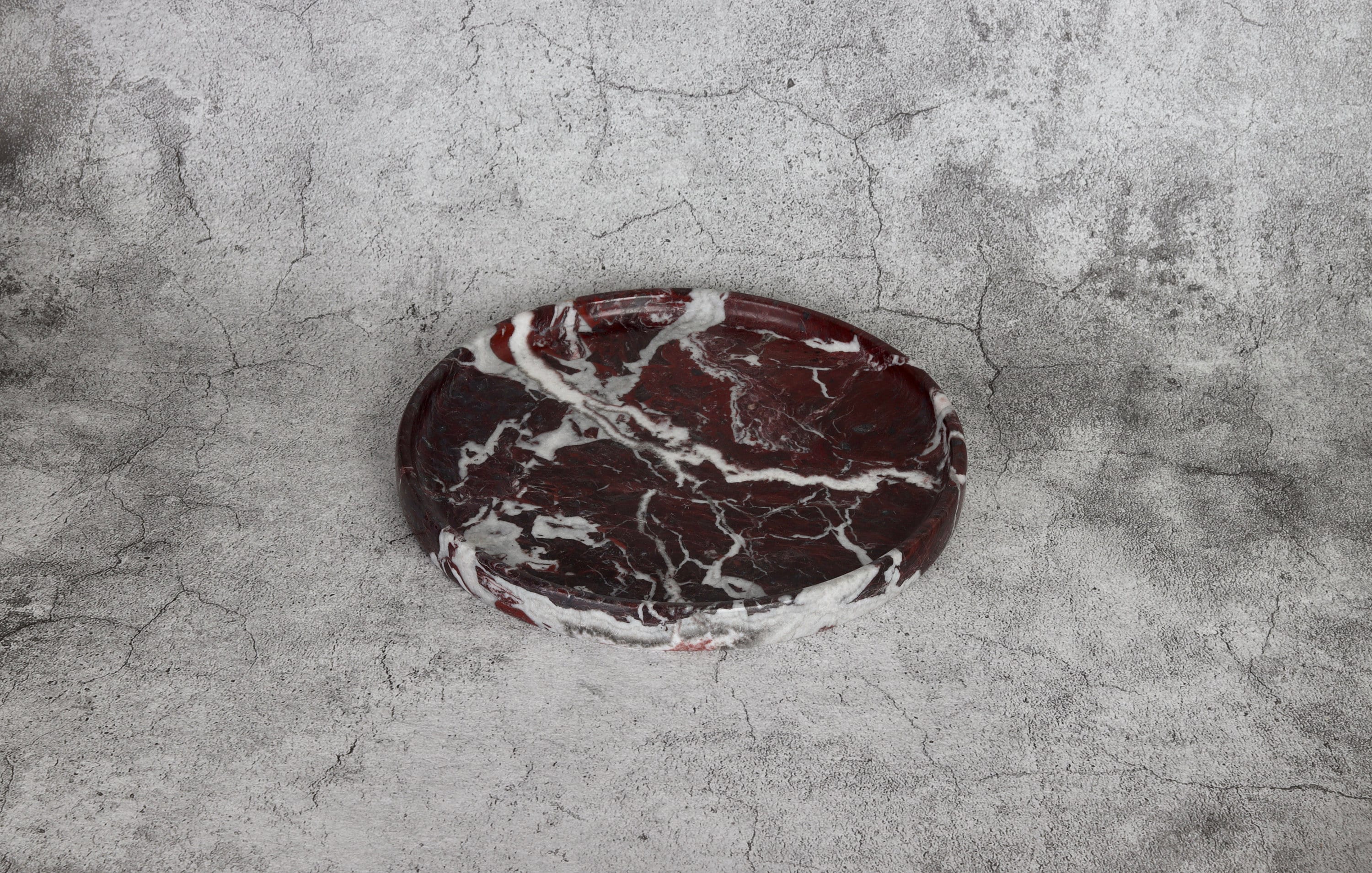 Gabriella – Red Round Marble Tray | W20cm H 2cm