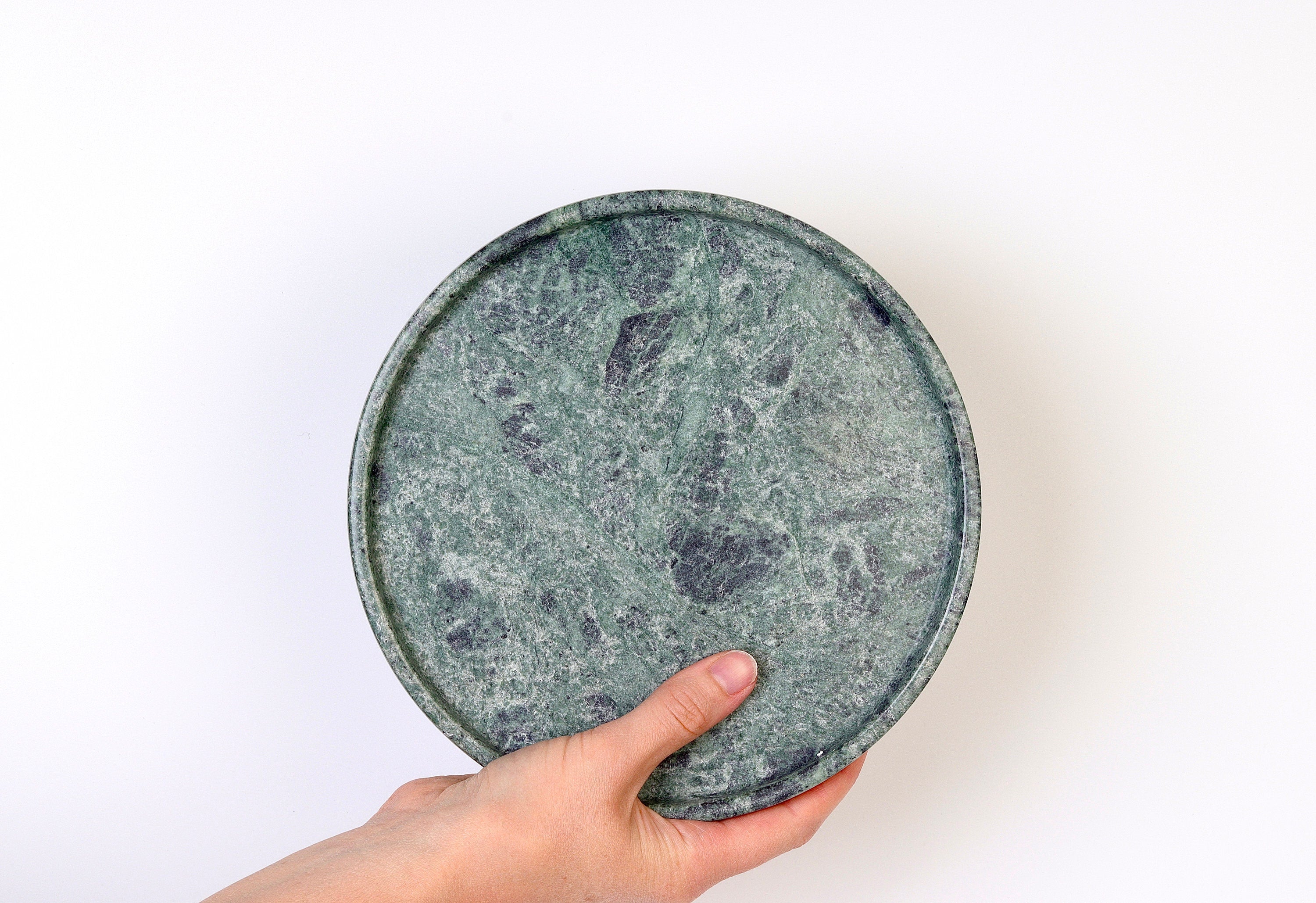 Gabriella – Indian Green Round Marble Tray  | W20cm H 2cm
