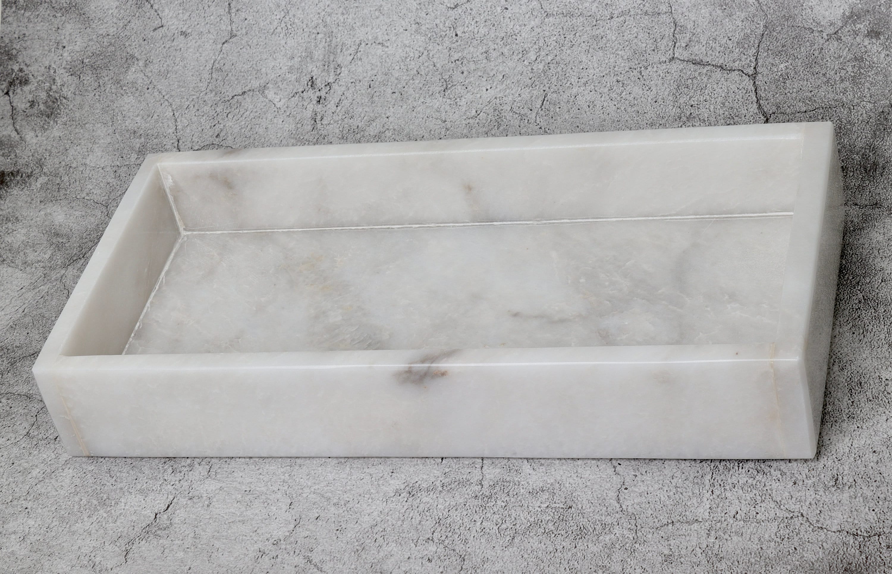 Salvatore – White Natural Marble Tray  | L 30cm W 15cm H 5cm | 2.5kg approx.