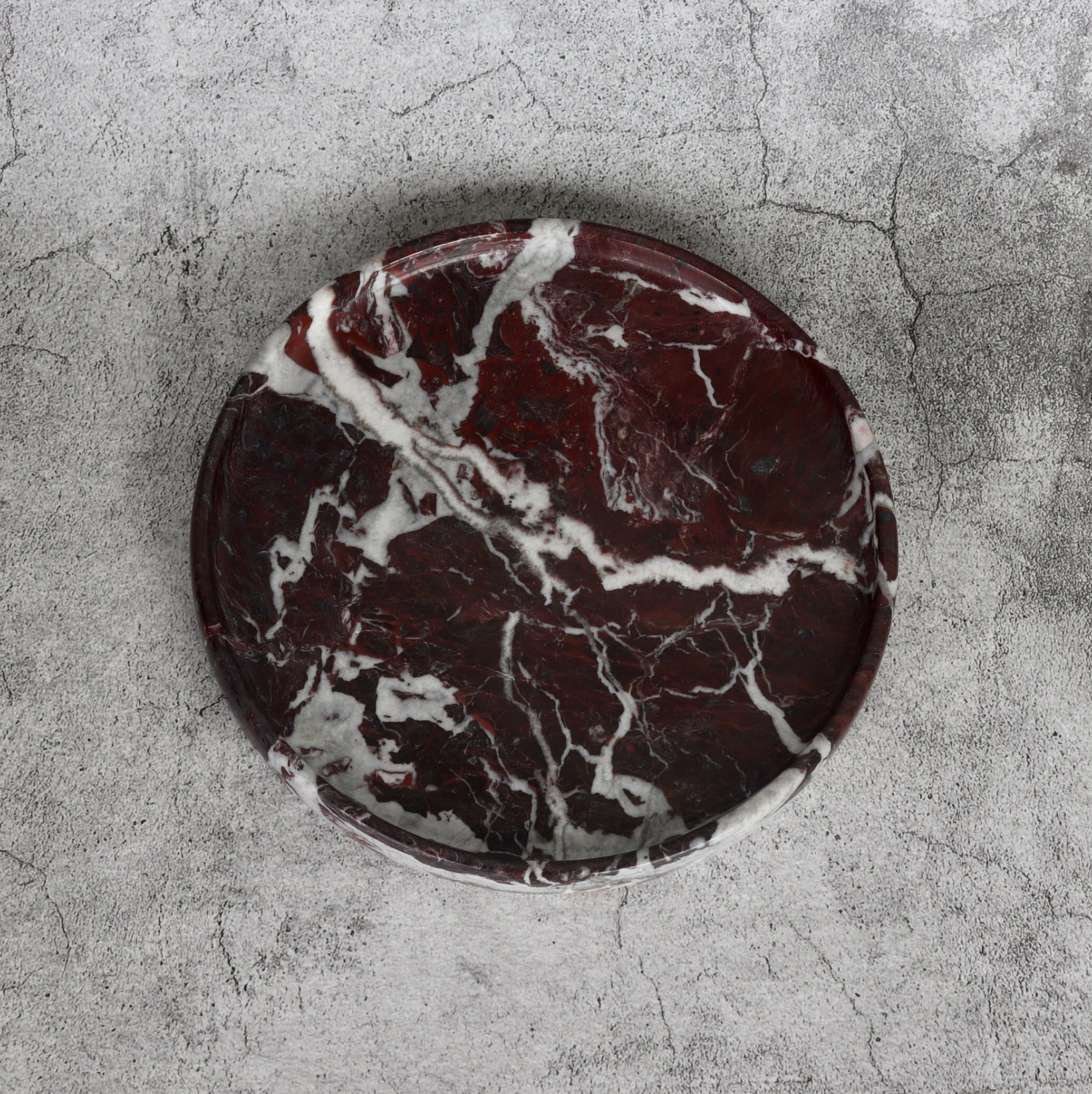 Gabriella – Red Round Marble Tray | W20cm H 2cm