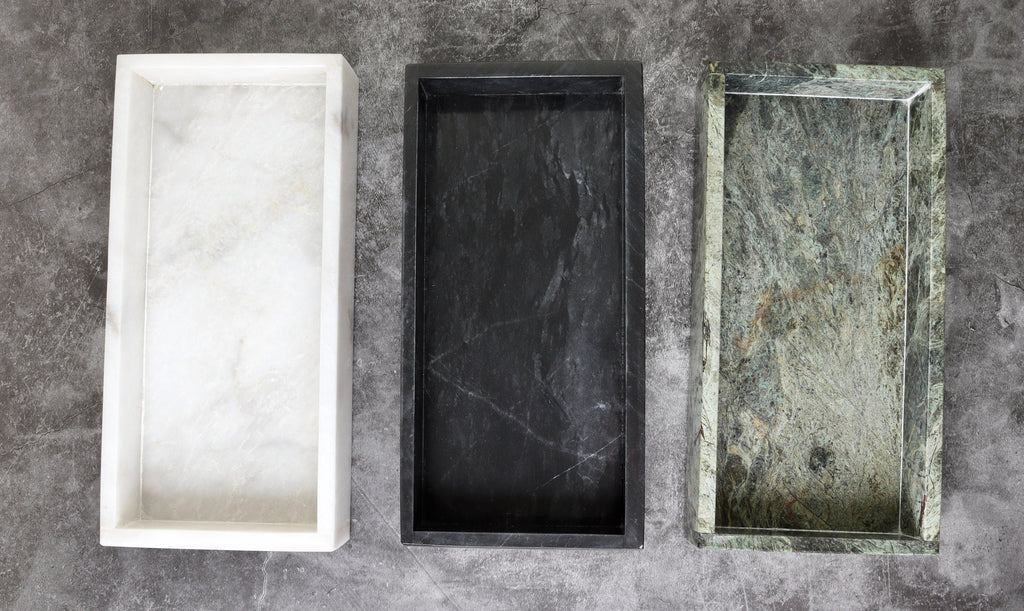 Salvatore – White Natural Marble Tray  | L 30cm W 15cm H 5cm | 2.5kg approx.