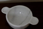 Gabriella – White Natural Marble Bowl with handles  | L 32cm W 20cm H 10cm