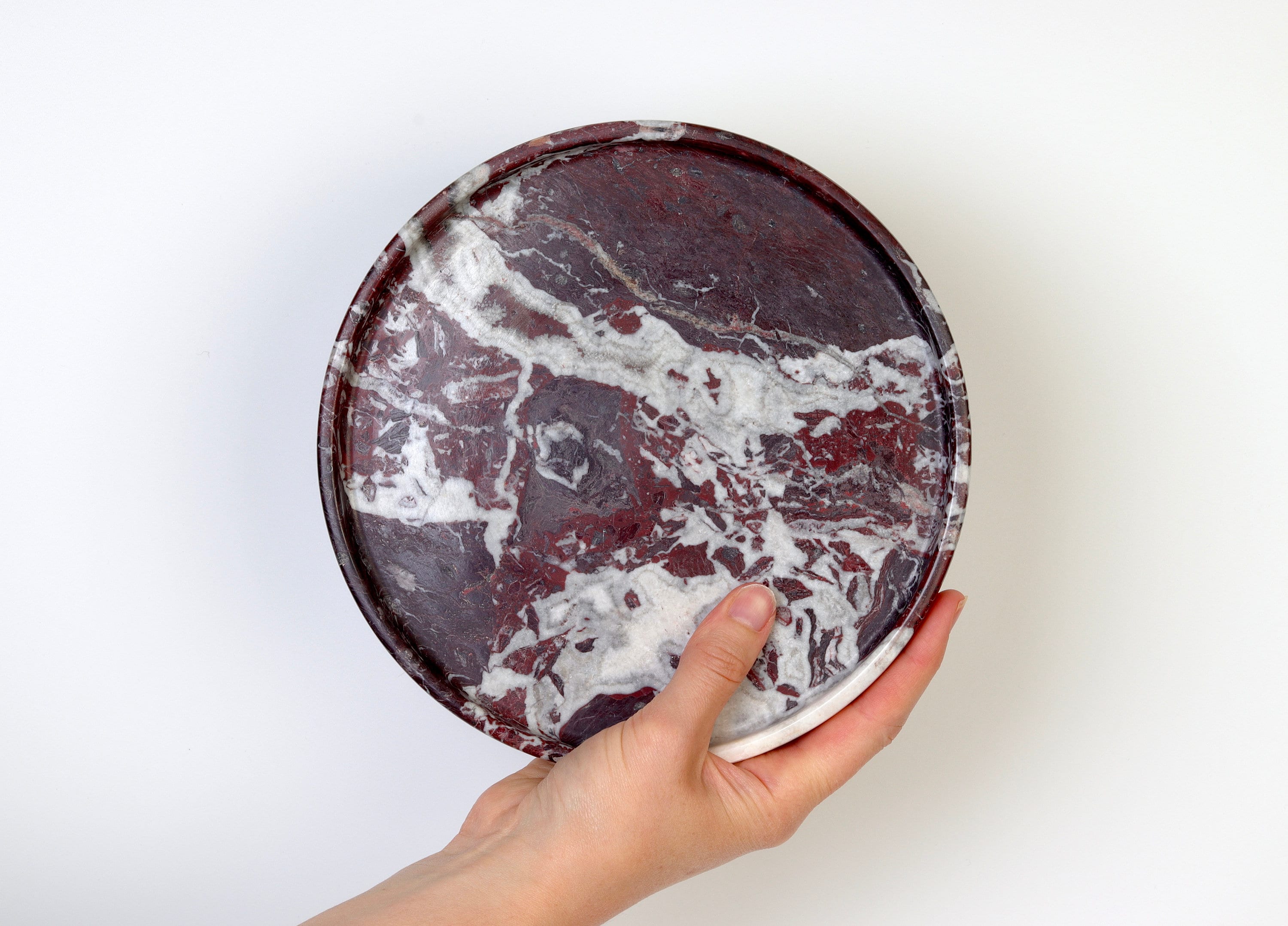 Gabriella – Red Round Marble Tray | W20cm H 2cm