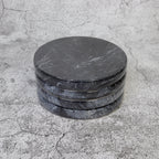 Gabriella – Black Round Natural Marble Coasters - set of 4
