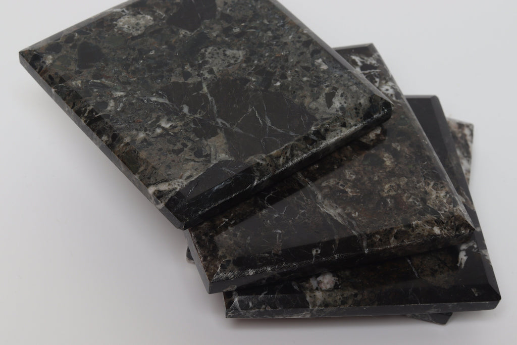 Set of 4 - Madeji Black Marble Coaters