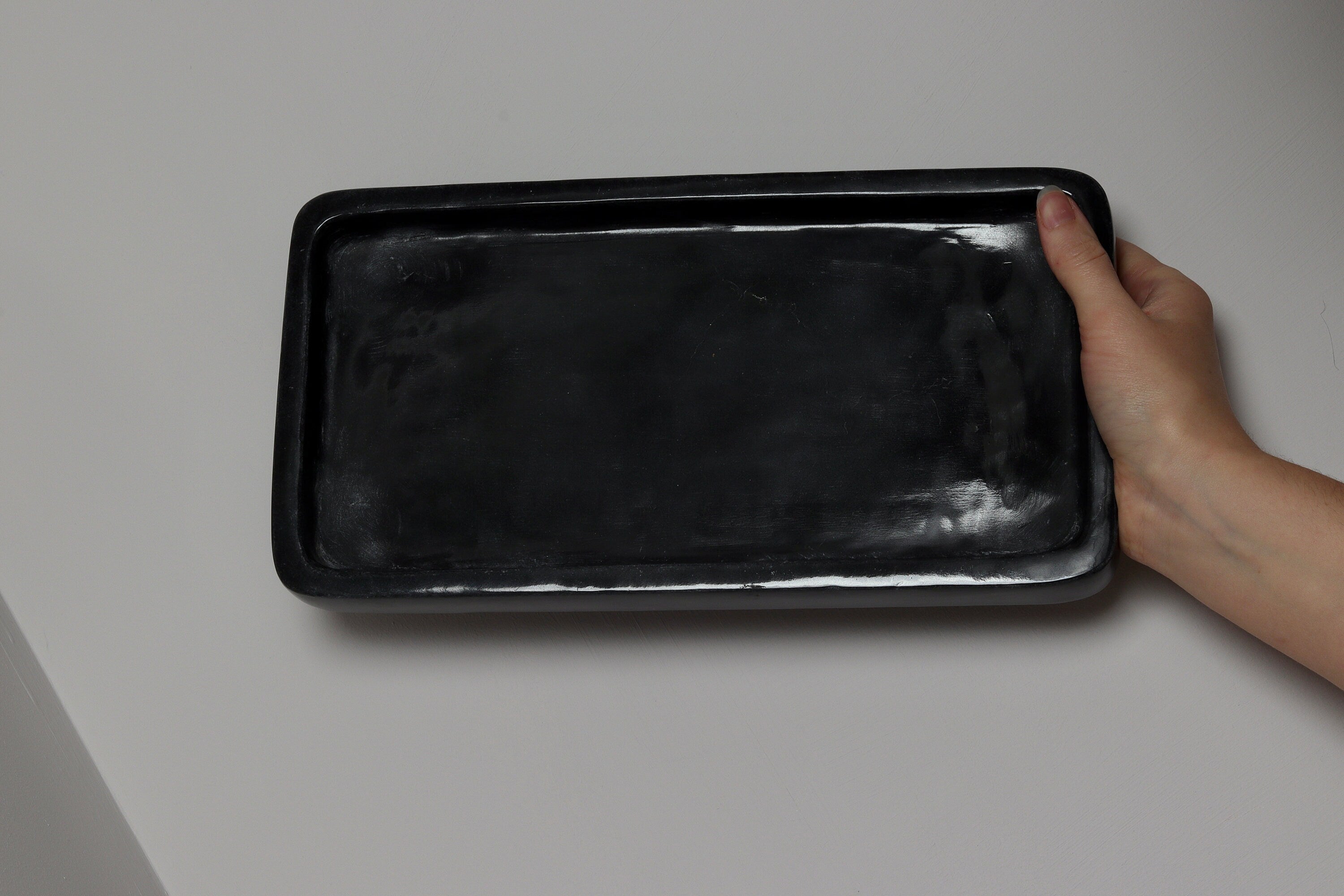 Salvatore – Black Rectangular Thin Marble Tray | L 30cm W 15cm H 2 cm | 1.5kg approx.
