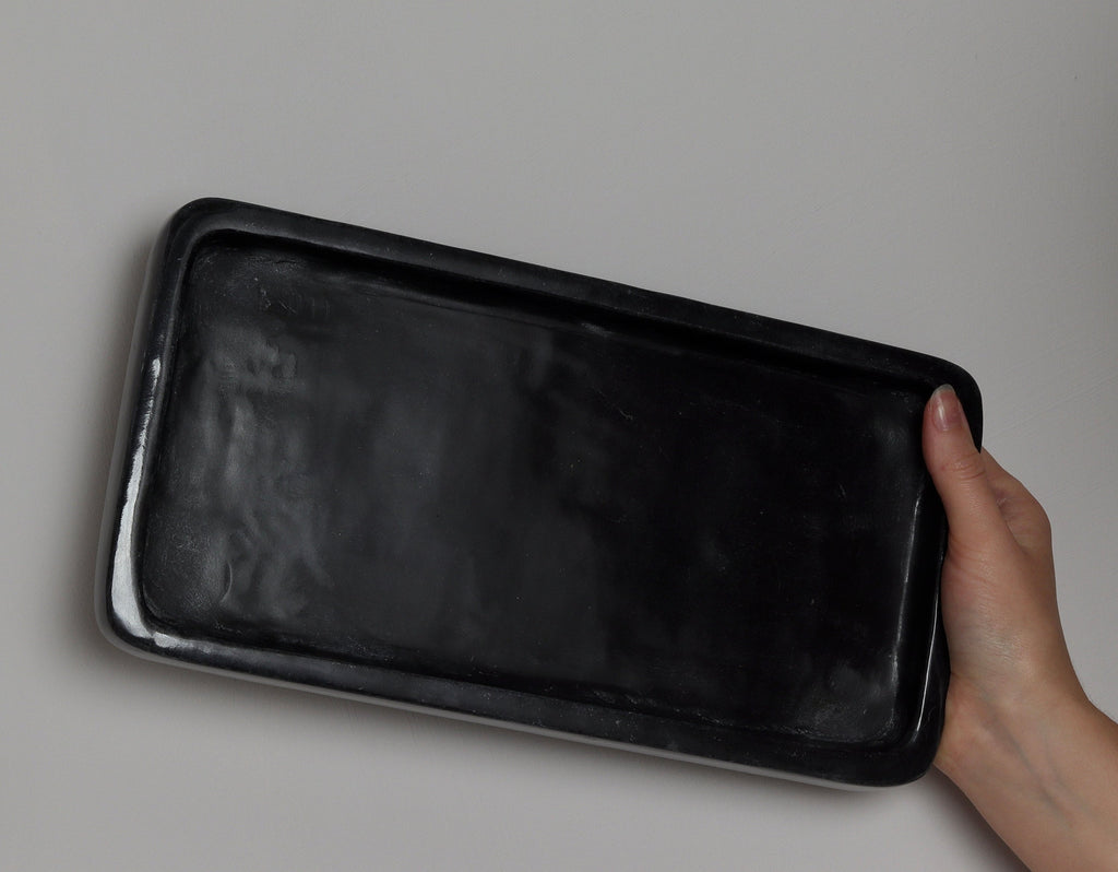 Salvatore – Black Rectangular Thin Marble Tray | L 30cm W 15cm H 2 cm | 1.5kg approx.