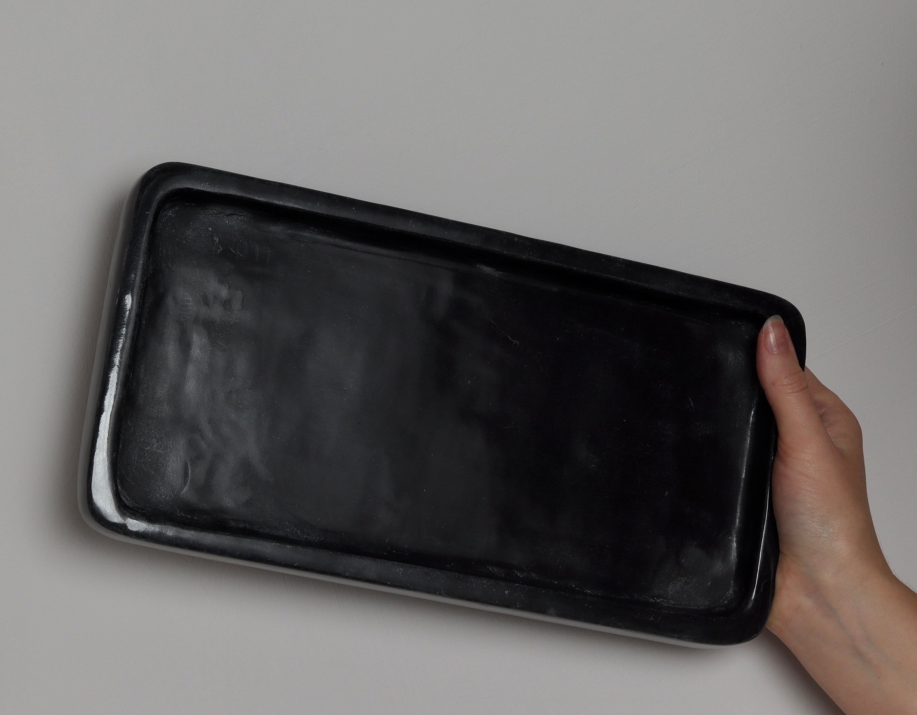 Salvatore – Black Rectangular Thin Marble Tray | L 30cm W 15cm H 2 cm | 1.5kg approx.