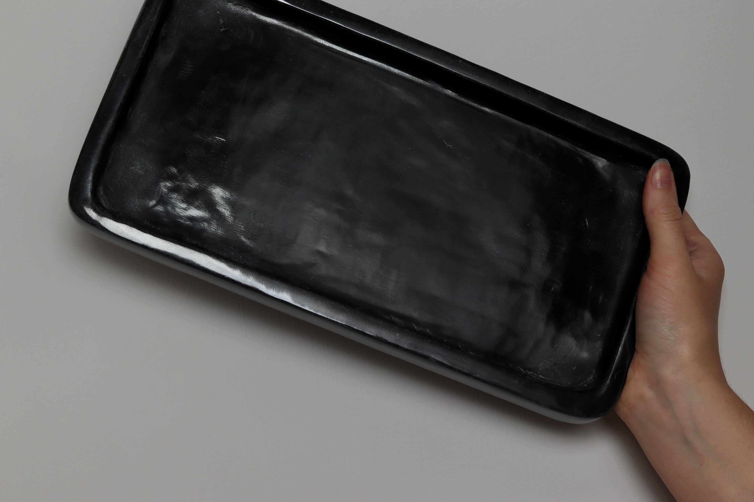 Salvatore – Black Rectangular Thin Marble Tray | L 30cm W 15cm H 2 cm | 1.5kg approx.