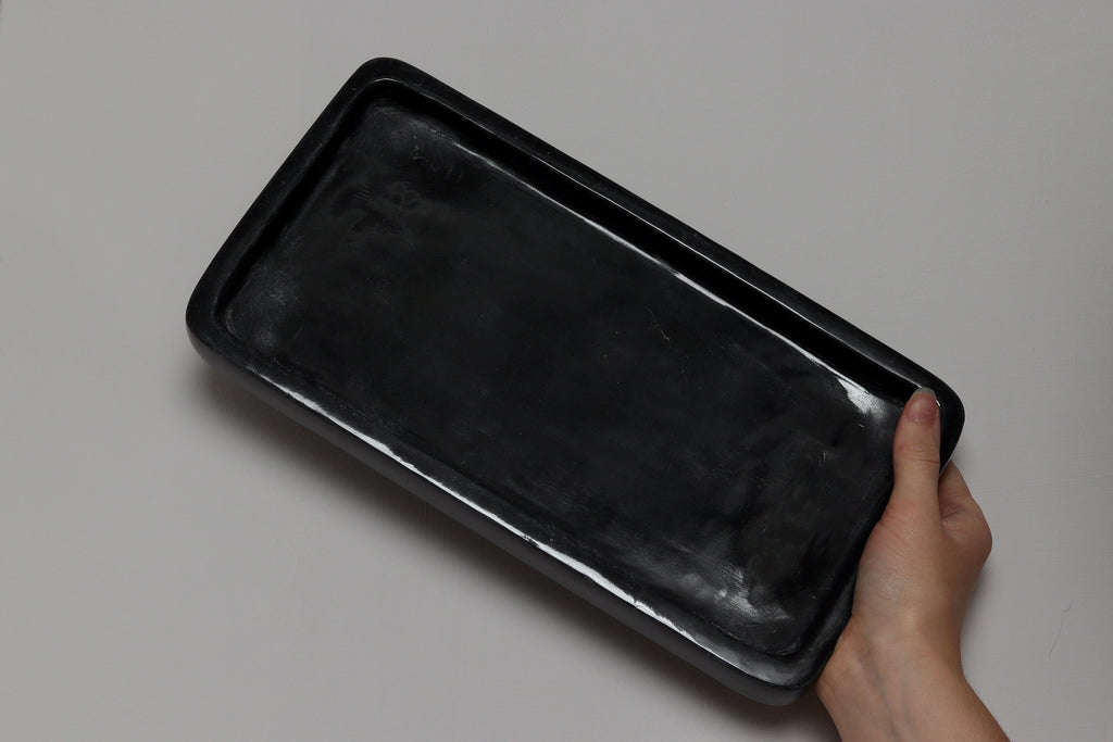 Salvatore – Black Rectangular Thin Marble Tray | L 30cm W 15cm H 2 cm | 1.5kg approx.