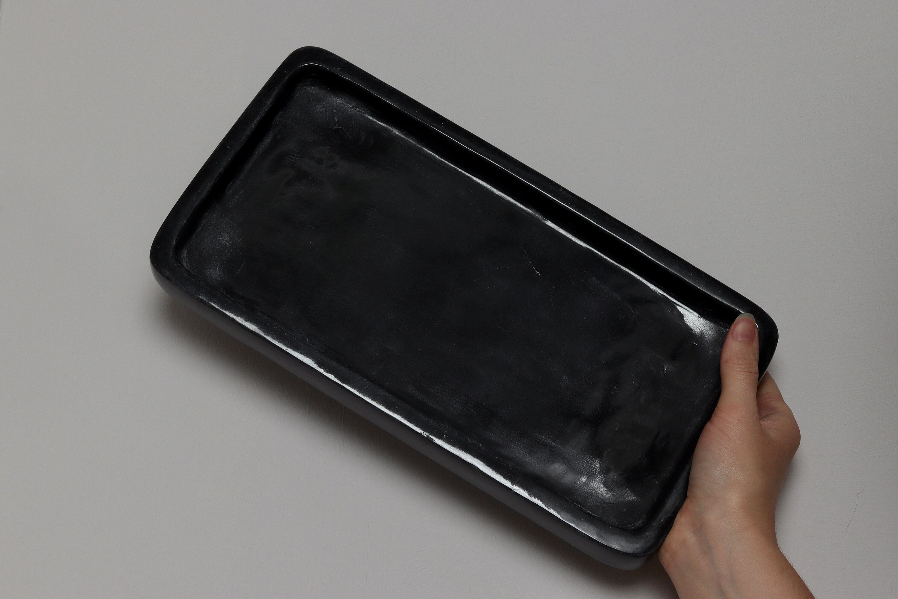 Salvatore – Black Rectangular Thin Marble Tray | L 30cm W 15cm H 2 cm | 1.5kg approx.